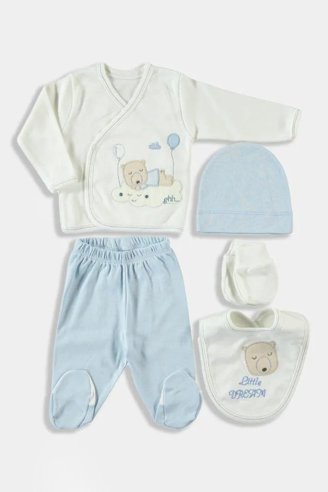 Blue Bear in The Clouds Print Newborn Girl Set