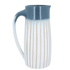 Blue Ombre Ceramic Ribbed Jug - Large