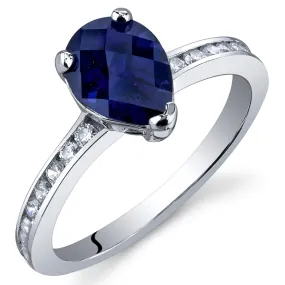 Blue Sapphire Pear Shape Sterling Silver Ring Size 5