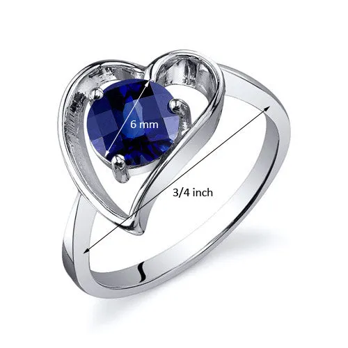 Blue Sapphire Round Cut Sterling Silver Ring Size 5