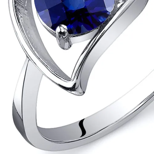 Blue Sapphire Round Cut Sterling Silver Ring Size 5