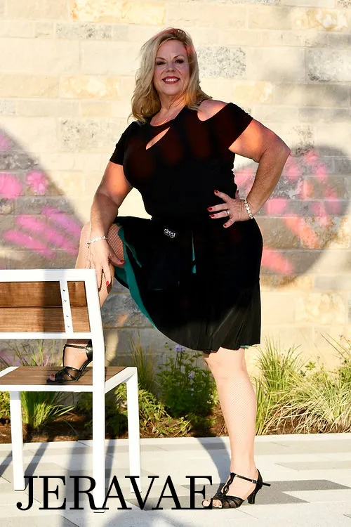 Body Positive Drest Couture Reversible Black or Teal Latin Practice Wrap Skirt US Sizes 4-22 PRA 1099 in Stock