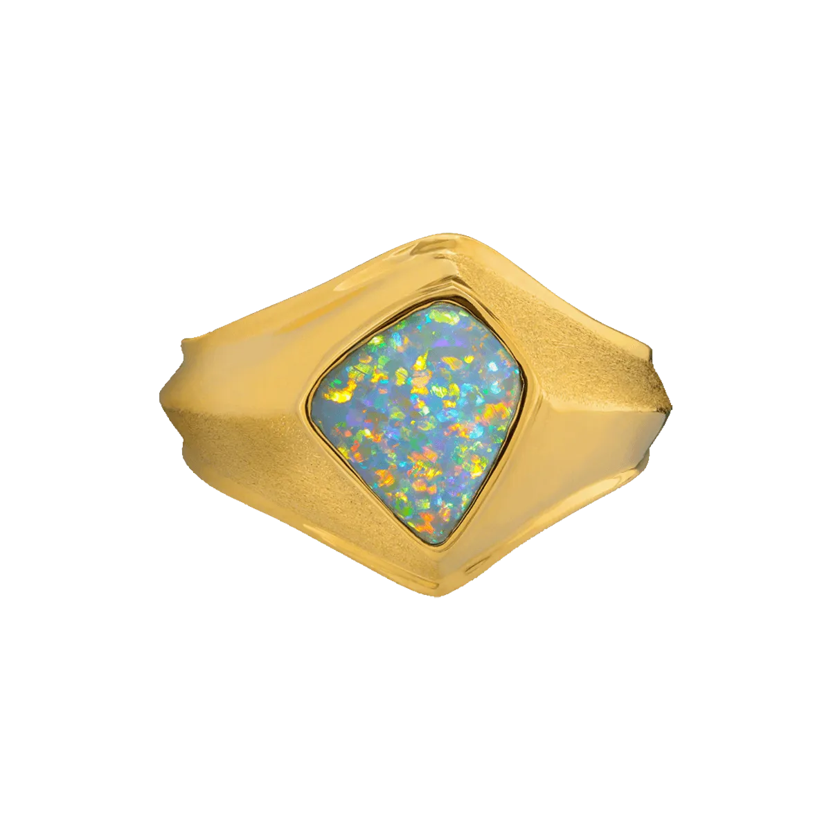 Boulder Opal & 18K Gold Ring