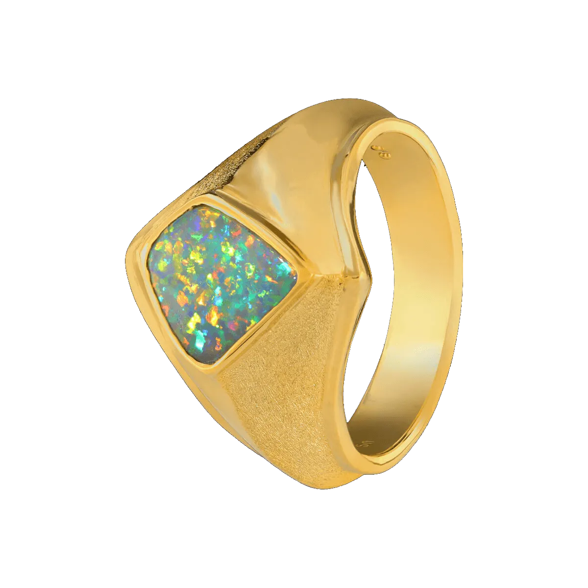 Boulder Opal & 18K Gold Ring