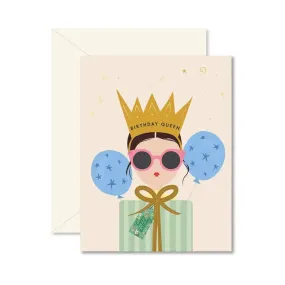 Brunette Birthday Queen Greeting Card