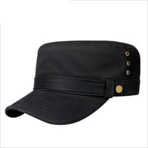 Buckled Cotton Flat Top Snapback Army Military Hat