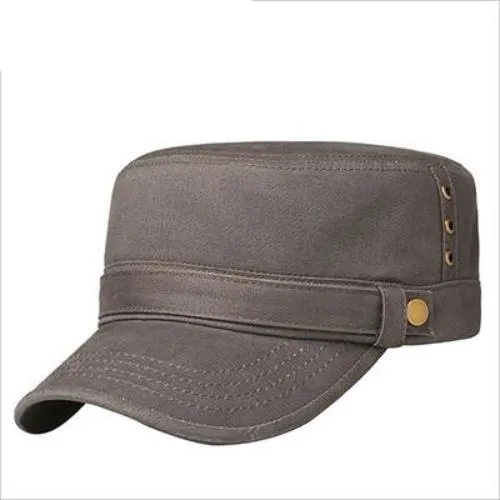 Buckled Cotton Flat Top Snapback Army Military Hat