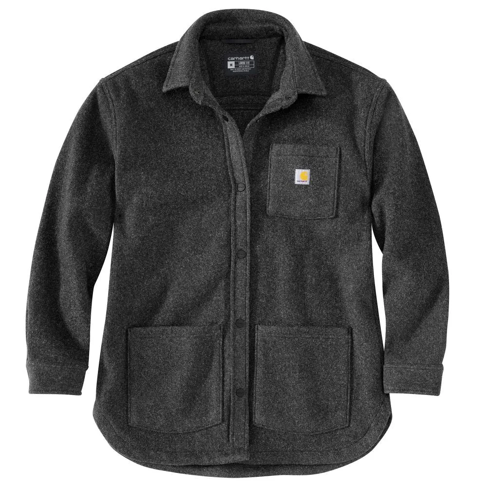 'Carhartt' Women's Brushed Fleece Shirt-Jac - Black Heather