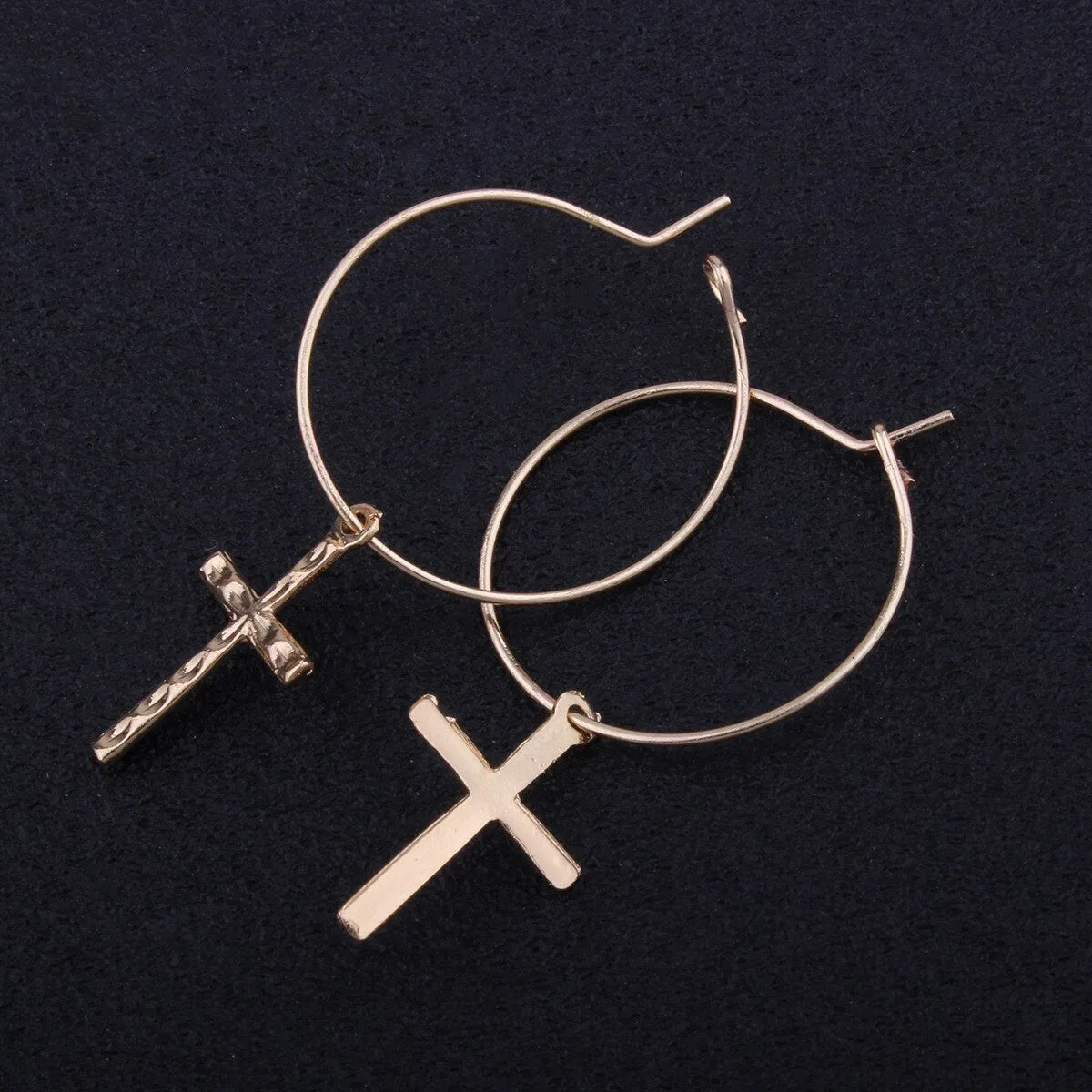 Catholic Vision Rose Gold Cross Hoop Earrings