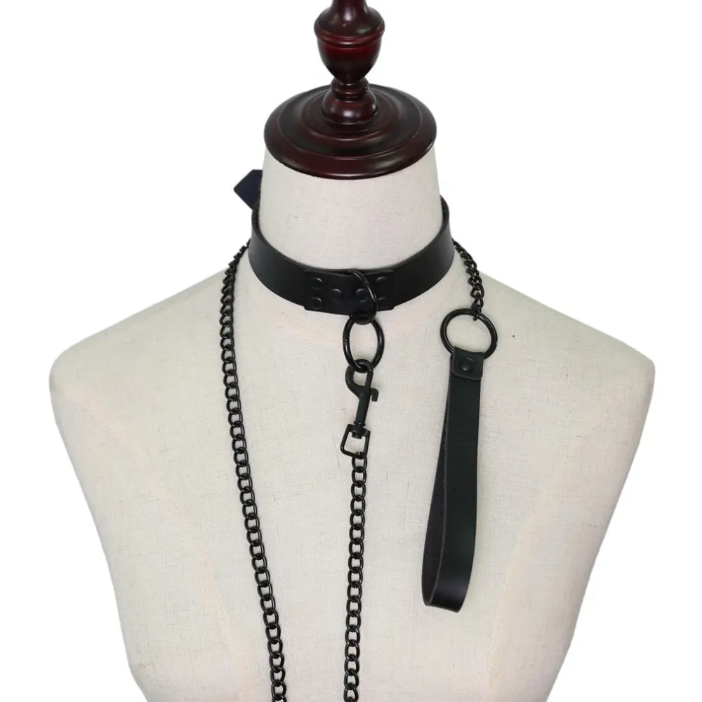 Chain Traction Collar Choker Leather Gothic Punk Harajuku Necklace