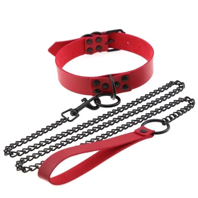 Chain Traction Collar Choker Leather Gothic Punk Harajuku Necklace