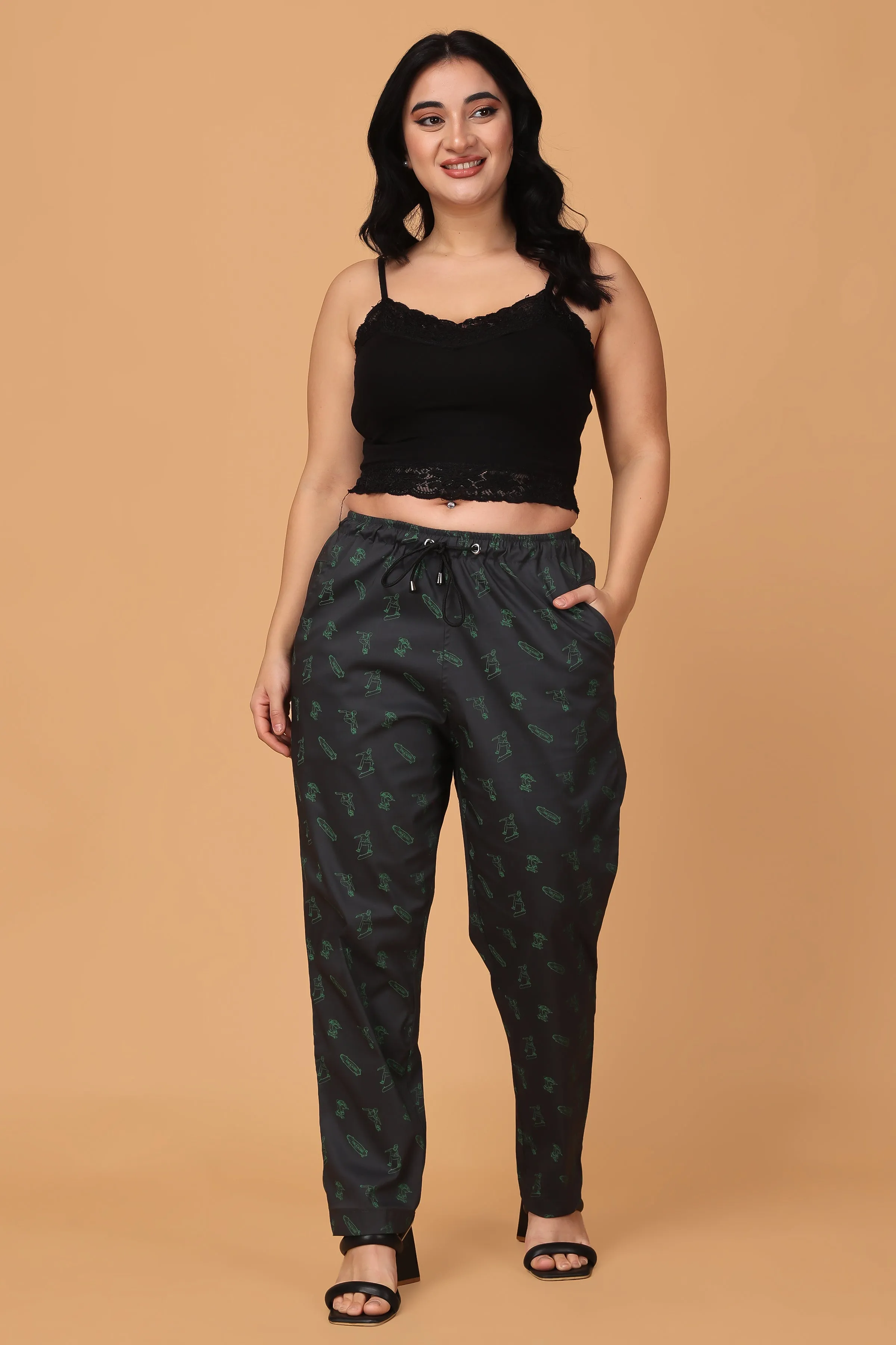 Charcoal Black Poplin Lycra Pants