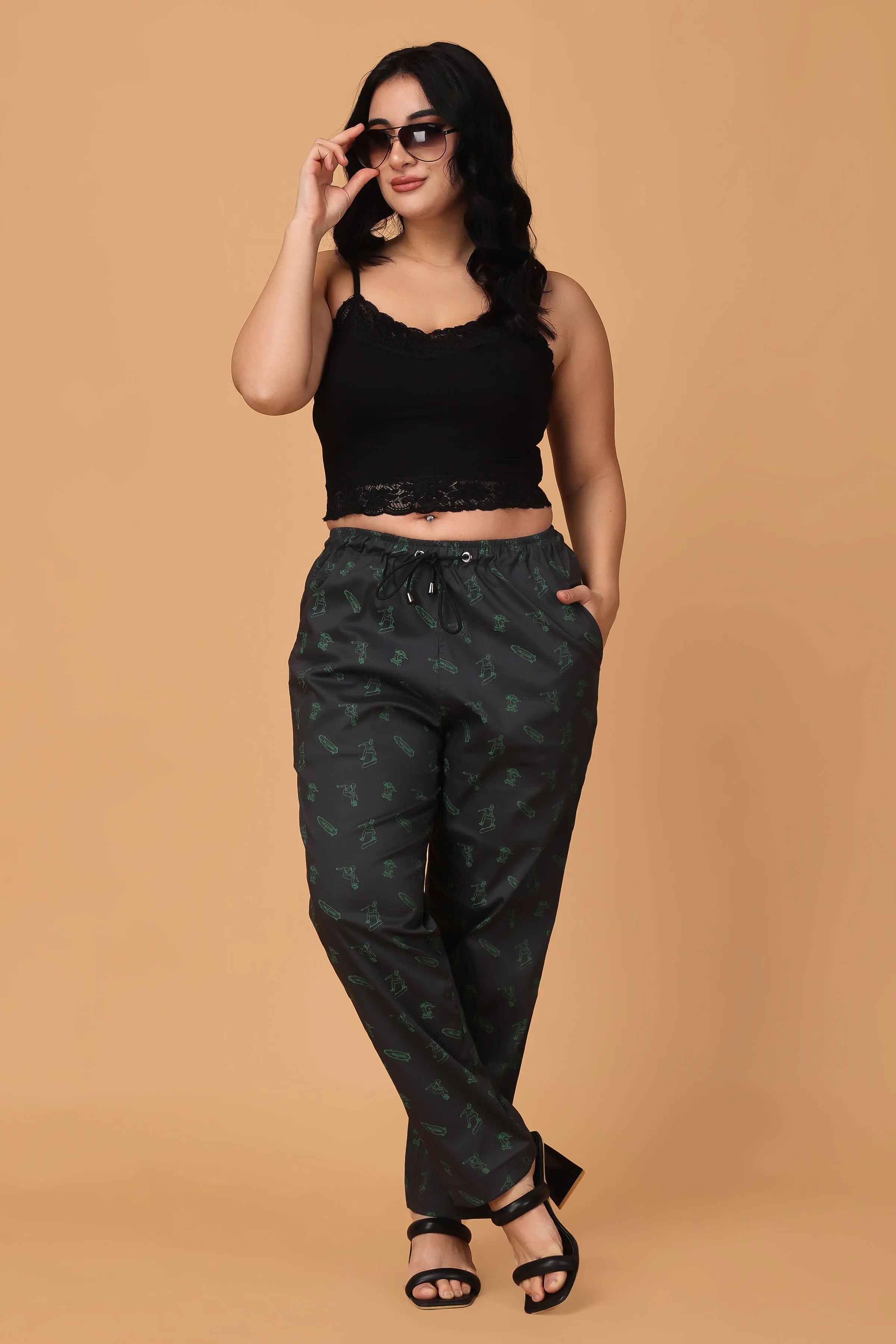 Charcoal Black Poplin Lycra Pants