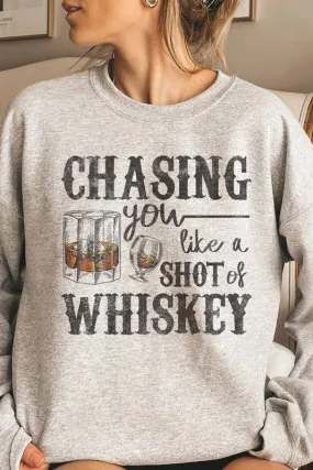 CHASING WHISKEY GRAPHIC SWEATSHIRT PLUS SIZE