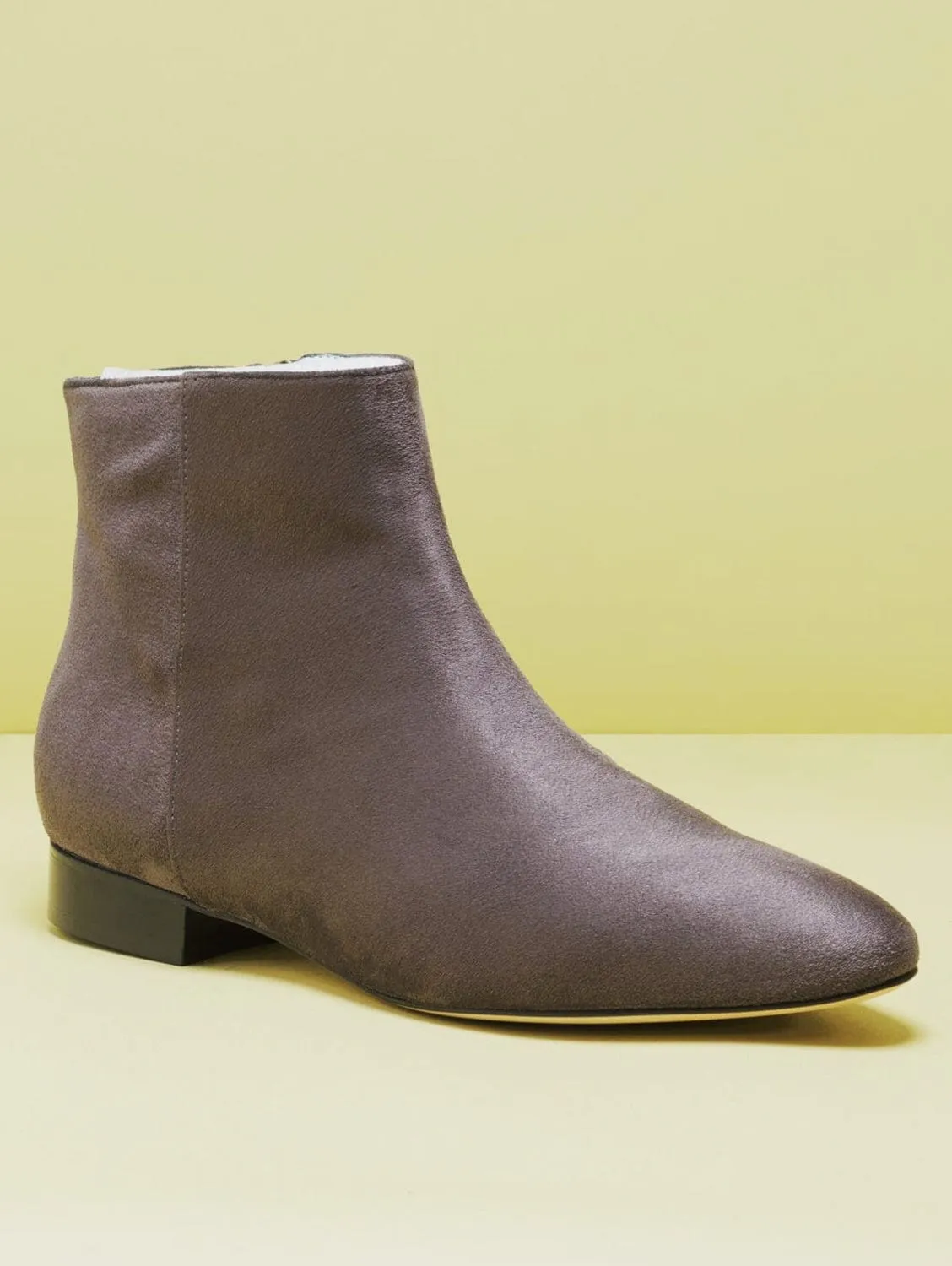 Chiara Vegan Suede Flat Ankle Boots | Grey