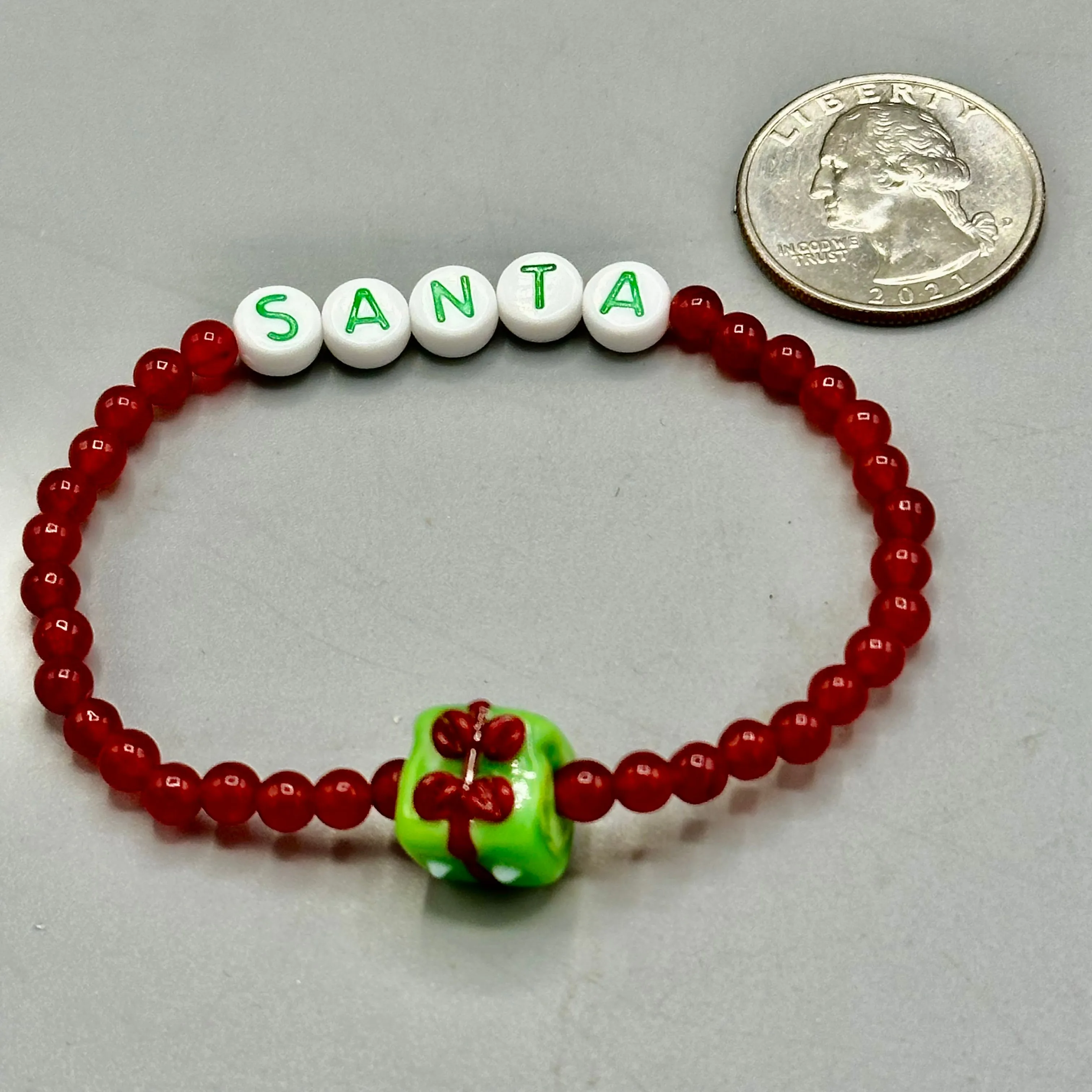 Christmas Santa Beaded Stretch Bracelet