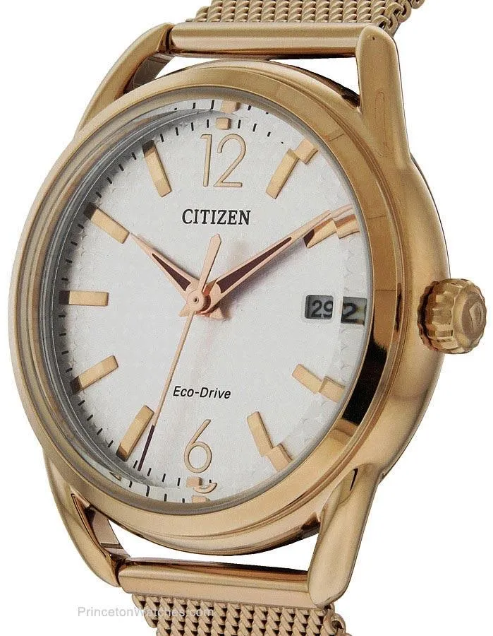 Citizen Womens DRIVE LTR - Rose Gold-Tone Case - Silver-Tone Dial - Date