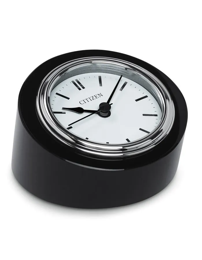 Citizen Workplace Circular Desk Clock - Black Crystal - White Dial