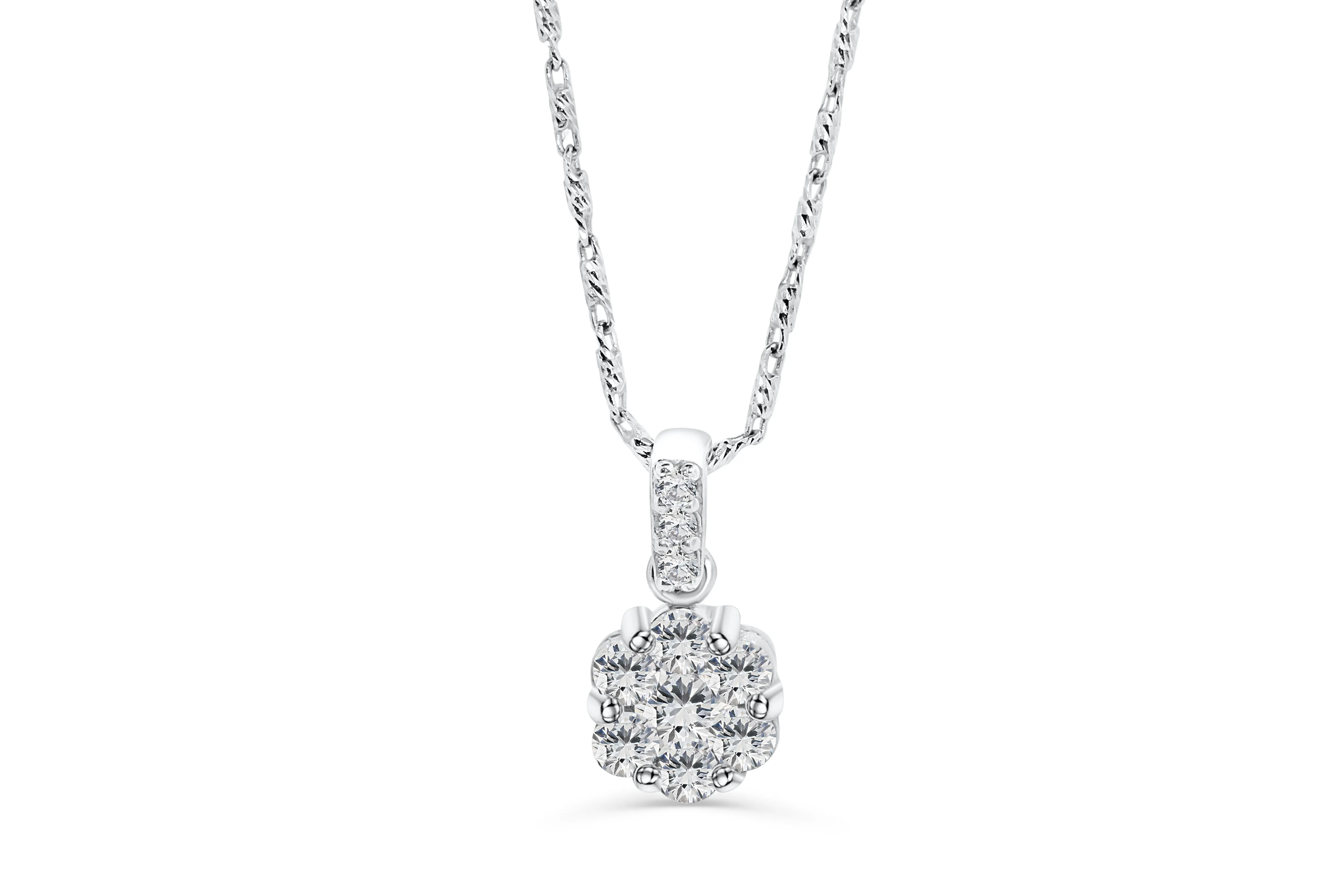 Cluster Diamond Pendant 0.46 CT TW 14K White Gold DPEN007