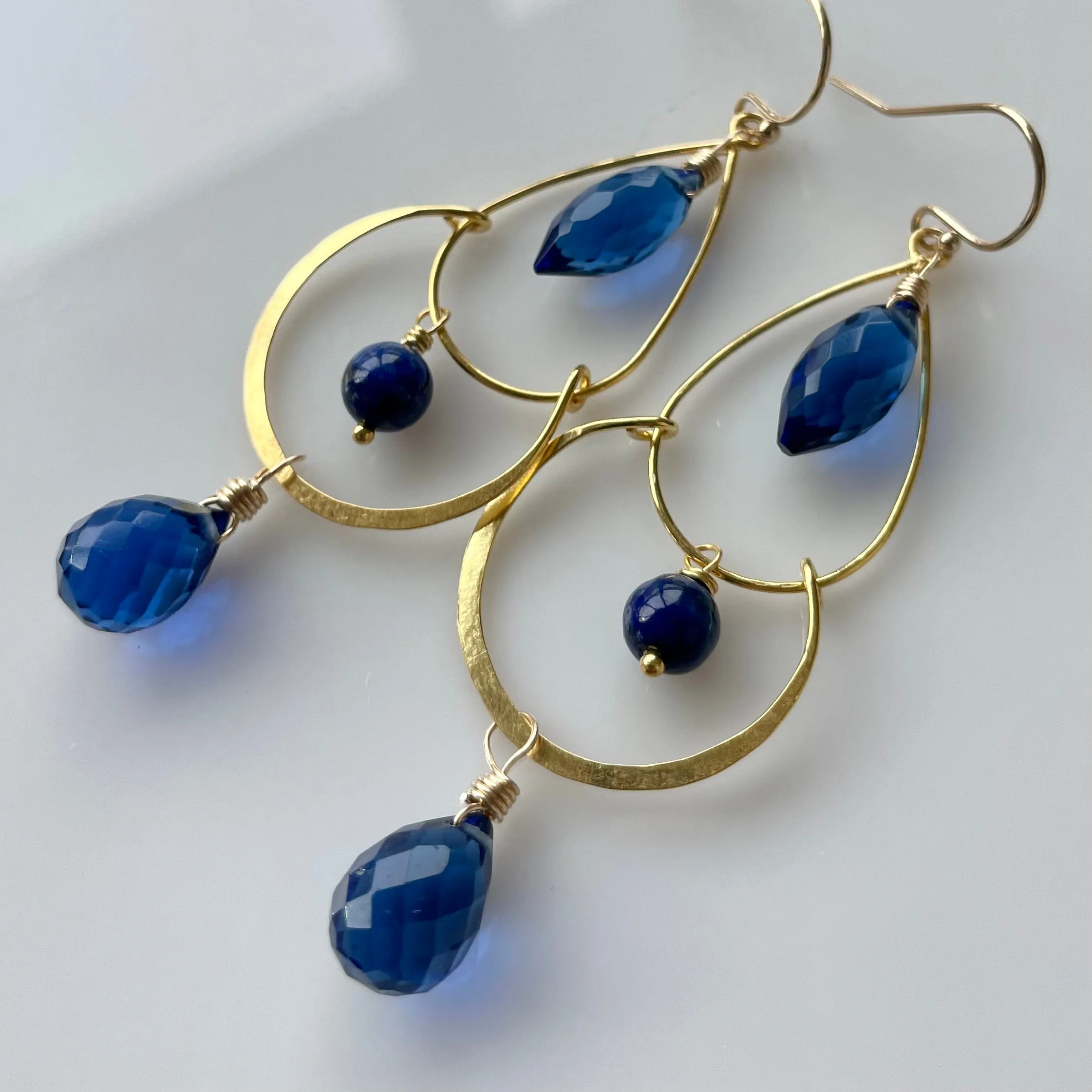 Cobalt Sapphire blue Double Hoops, metal choices