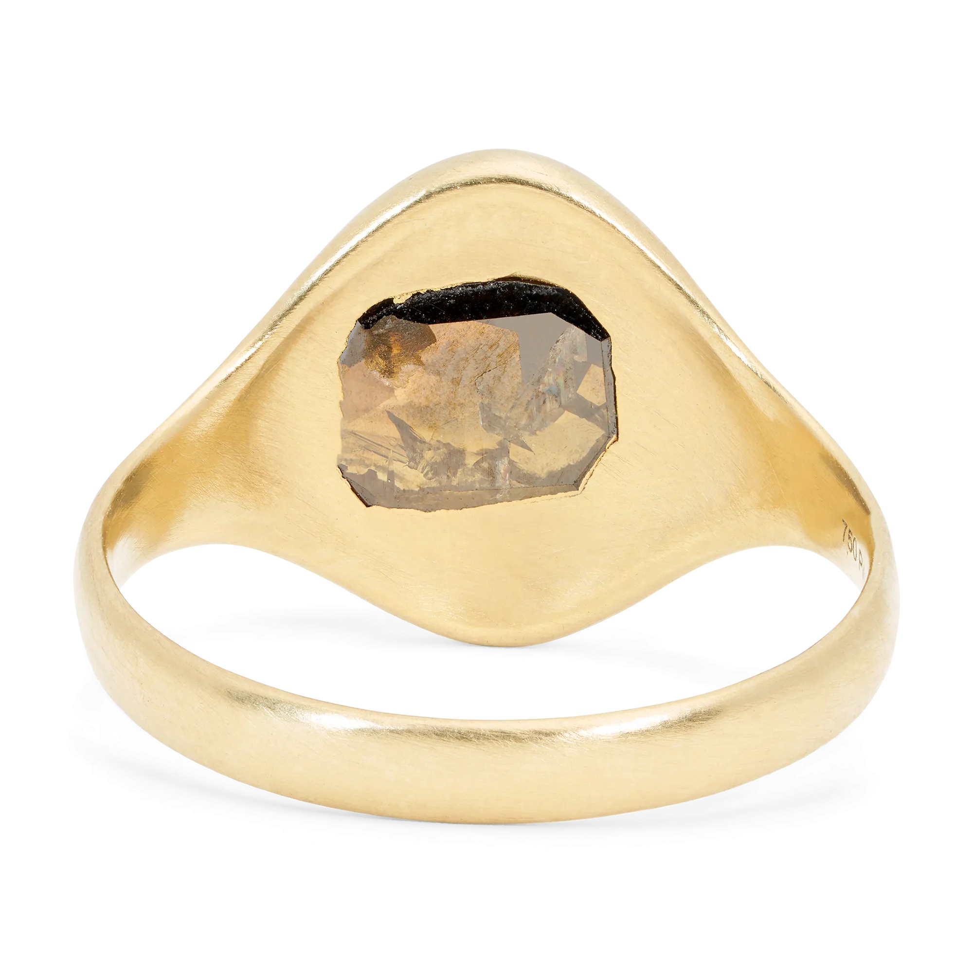 Cognac Diamond Peek a Boo Signet Ring - Size 7.75 - 11593