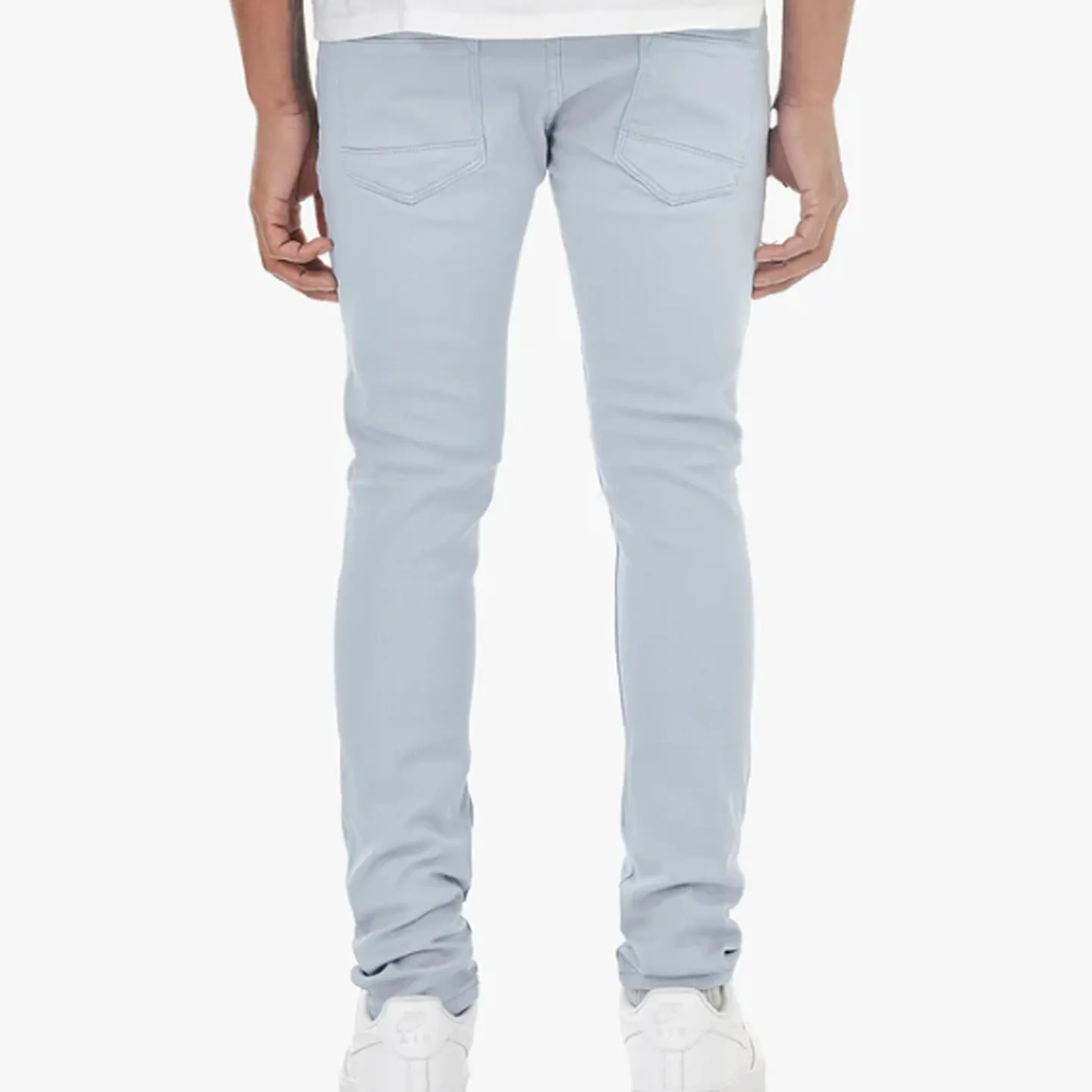 Copper Rivet Ripped Slim Jean (Sky Blue)