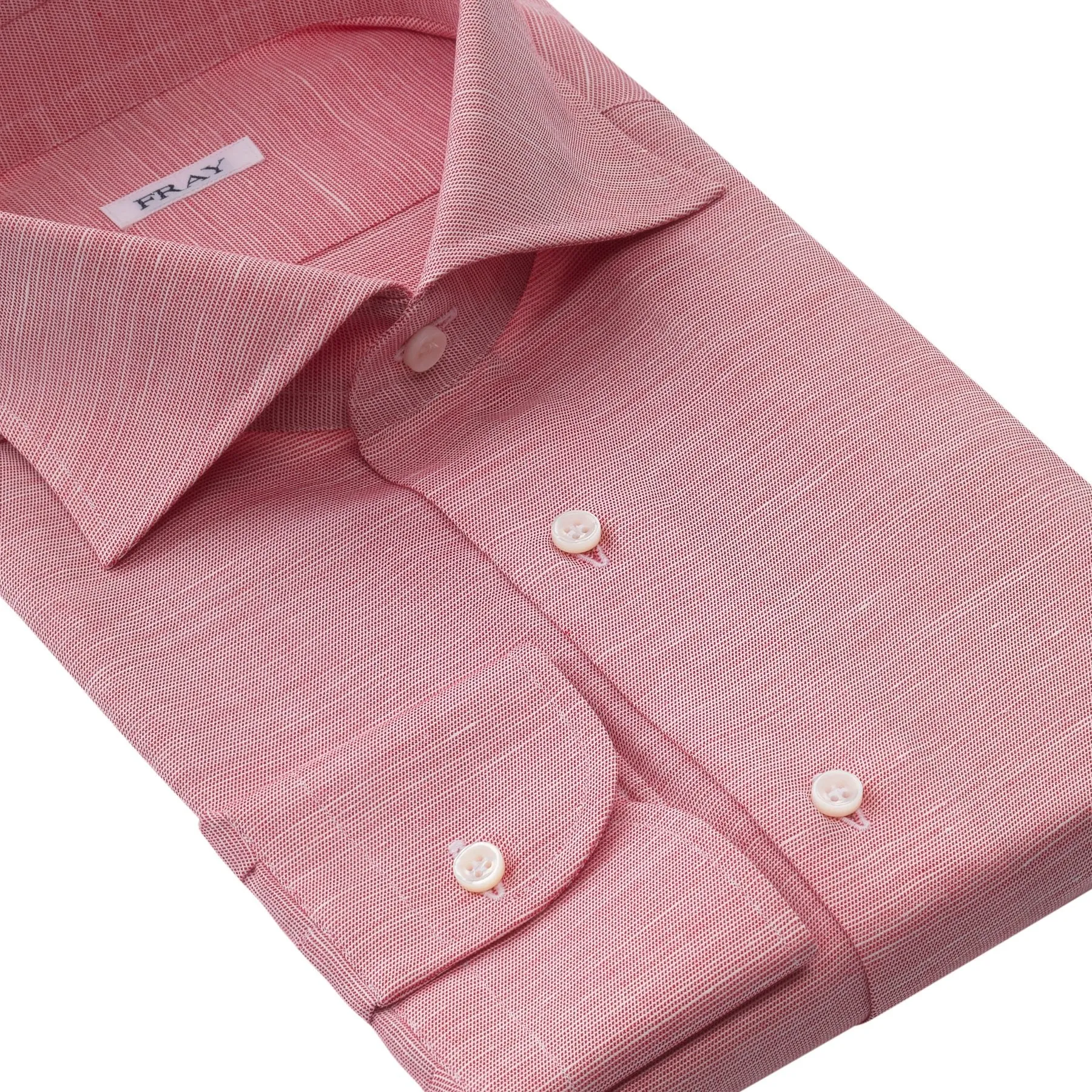 Cotton and Hemp-Blend Pink Shirt with Round French Cuff