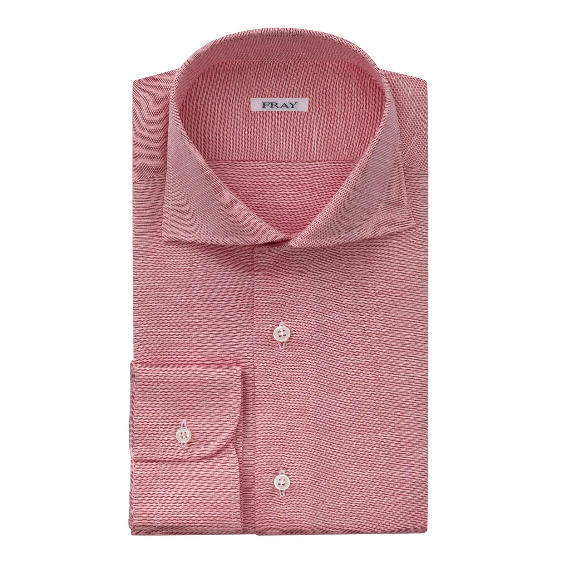 Cotton and Hemp-Blend Pink Shirt with Round French Cuff