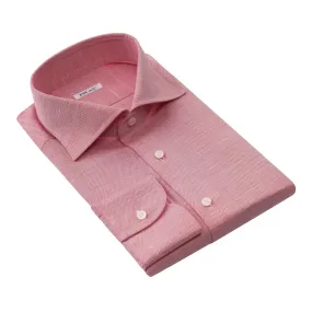 Cotton and Hemp-Blend Pink Shirt with Round French Cuff