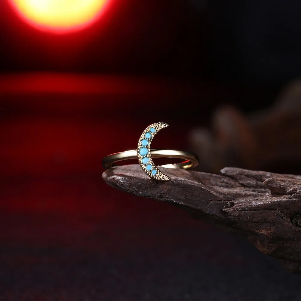 Crescent Moon Natural Stone Ring - 2 Colors