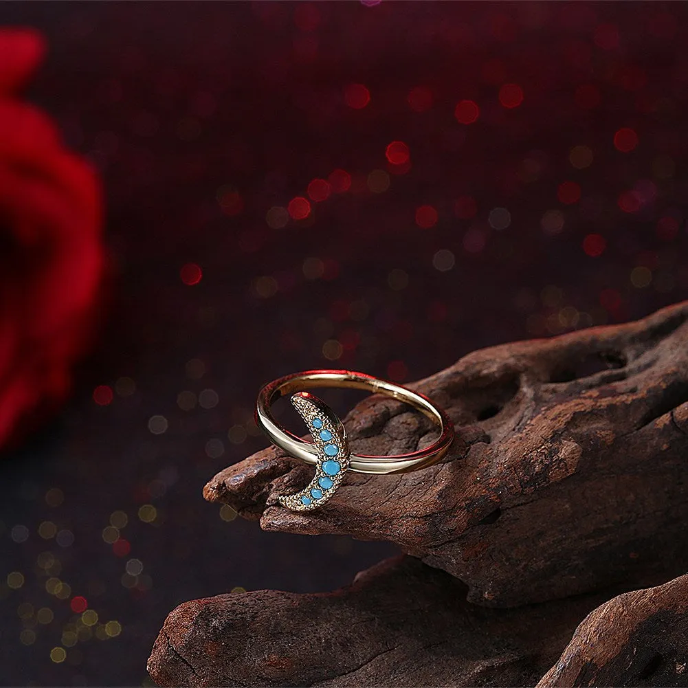 Crescent Moon Natural Stone Ring - 2 Colors