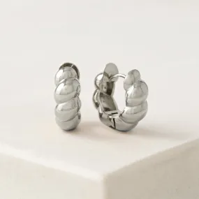 Croissant Puff Hoop Earrings Silver