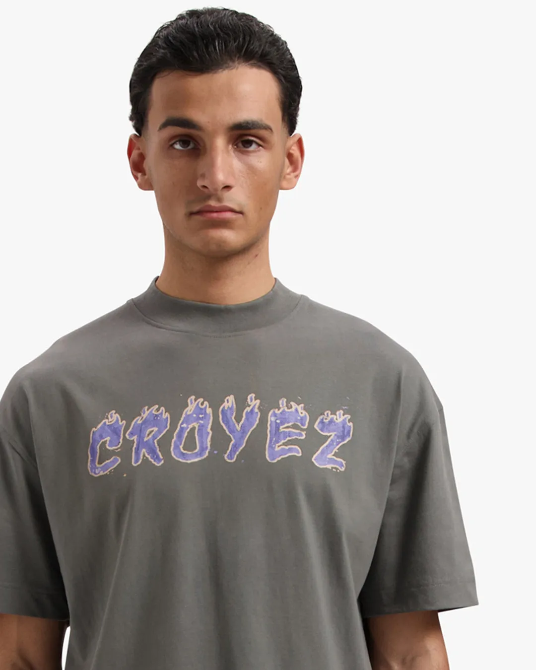 CROYEZ BURNING LOGO T-SHIRT - ANTHRACITE/PURPLE