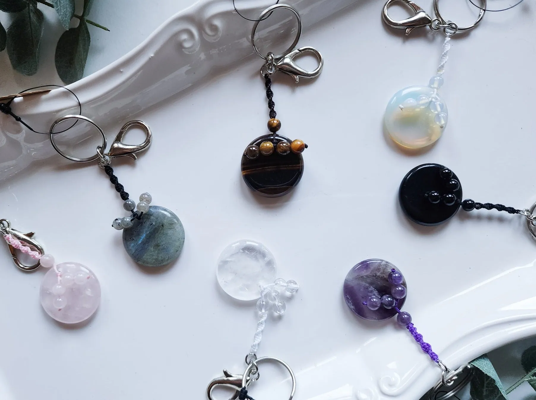 Crystal Button Keychain