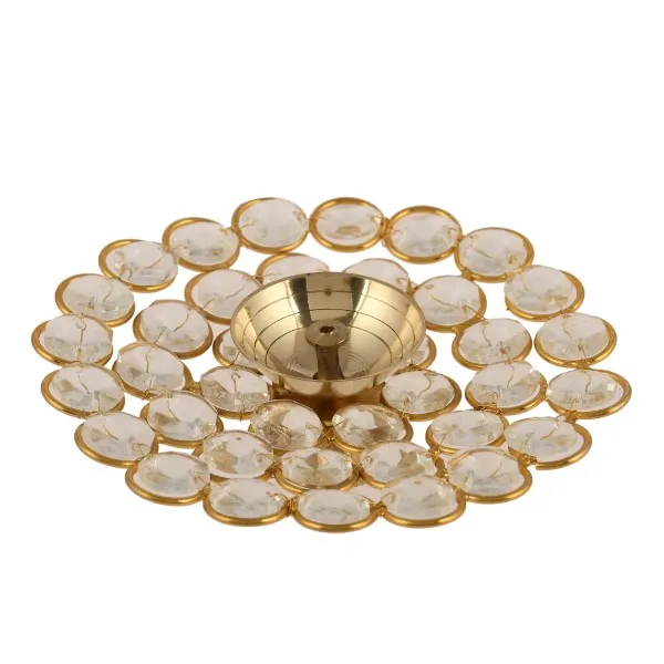 Crystal Round Diya – Brass