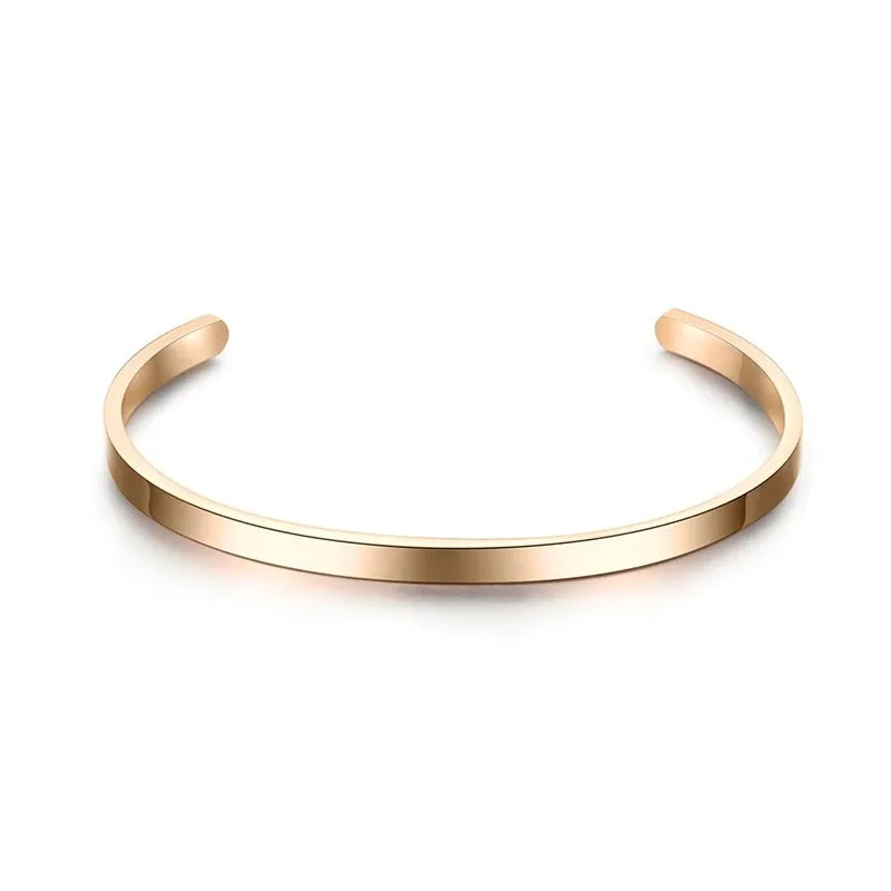 Custom Engrave Gold, Rose Gold or Silver Stainless Steel Fashion Bangle