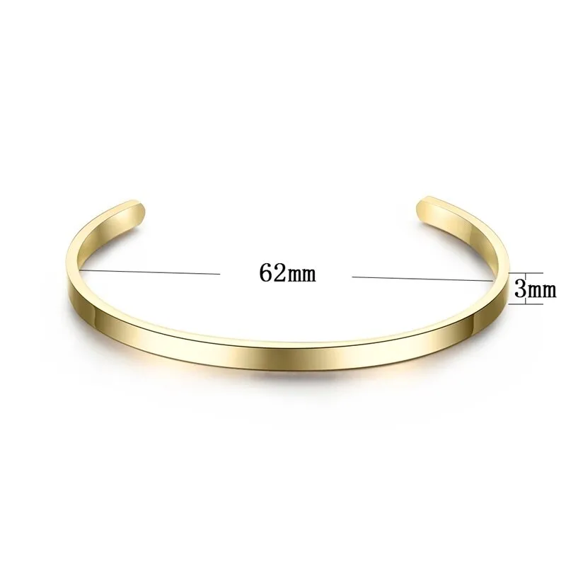 Custom Engrave Gold, Rose Gold or Silver Stainless Steel Fashion Bangle