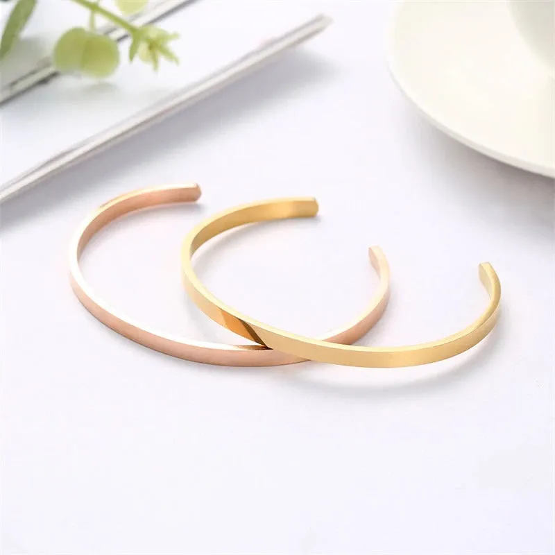 Custom Engrave Gold, Rose Gold or Silver Stainless Steel Fashion Bangle