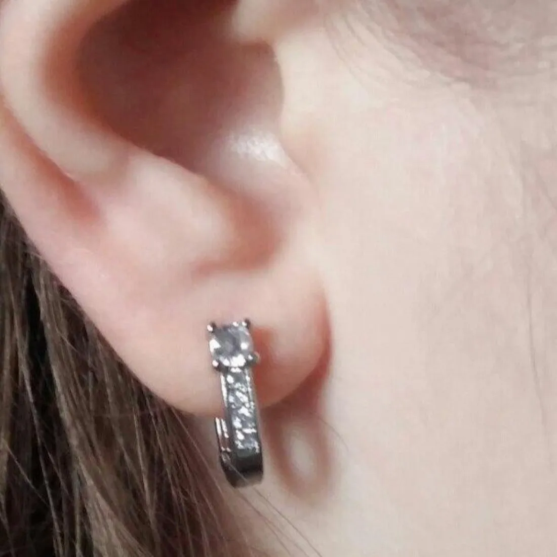 CZ Cute Crystal Huggies Hoop Earring