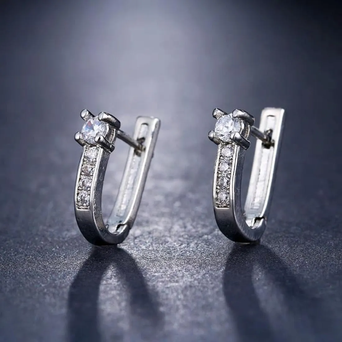 CZ Cute Crystal Huggies Hoop Earring