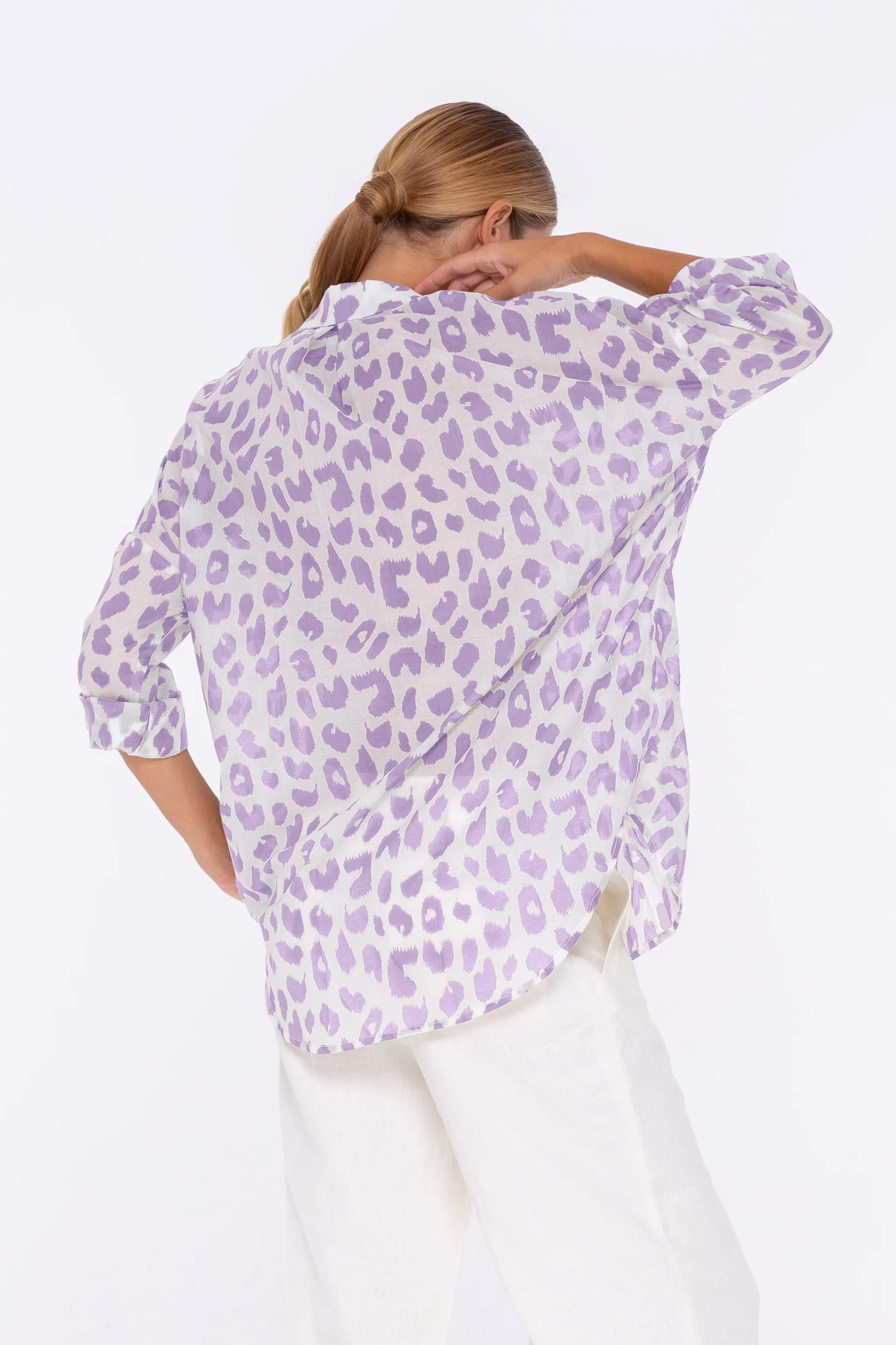 Defiant Shirt - Exclusive White/Mauve Leopard Print