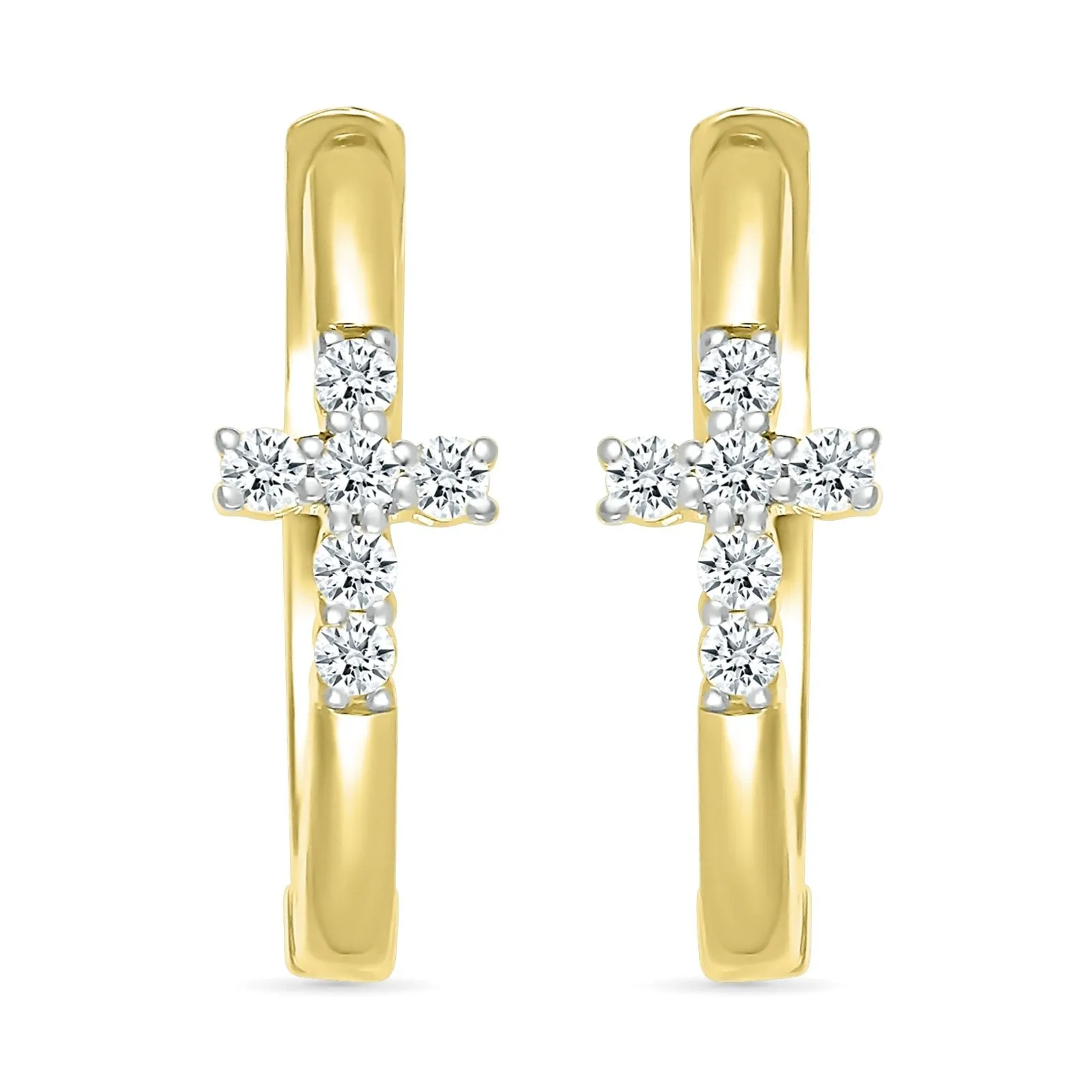 Diamond Cross Hoop Earrings