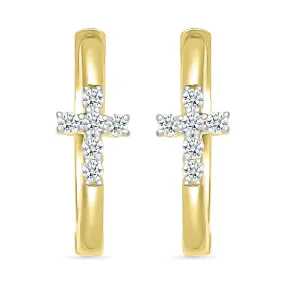 Diamond Cross Hoop Earrings