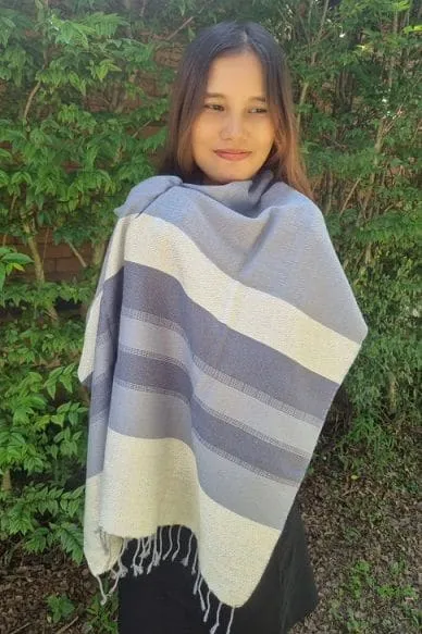 Diamond Multistripe bluegrey scarf