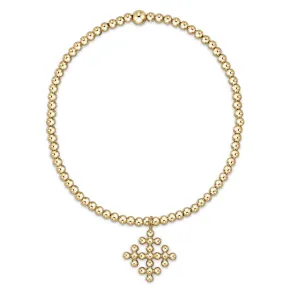 E Newton Classic Gold 2.5mm Bead Bracelet - Encompass Gold Charm