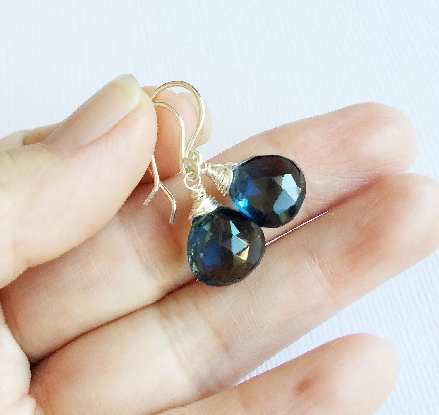 Earrings Kala - London blue quartz (E258)