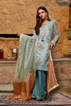 Embroidered Zari Organza 3pc Suit | Meerab Festive Edit | S202021