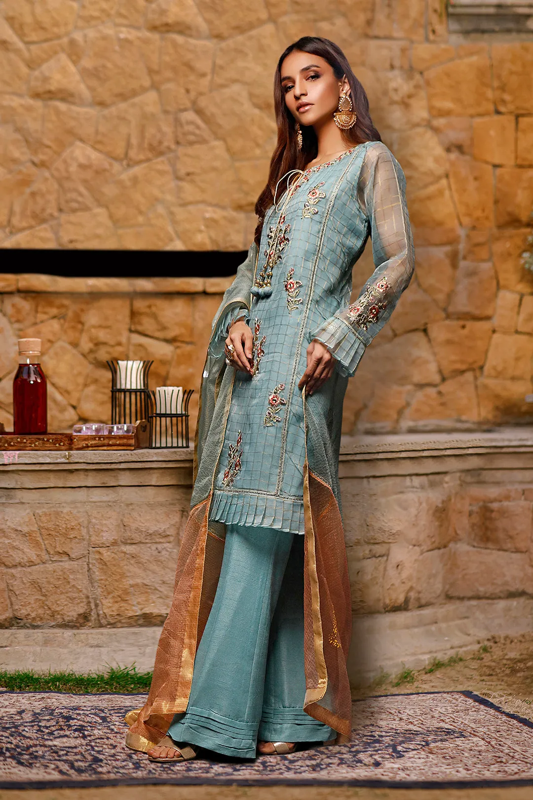 Embroidered Zari Organza 3pc Suit | Meerab Festive Edit | S202021