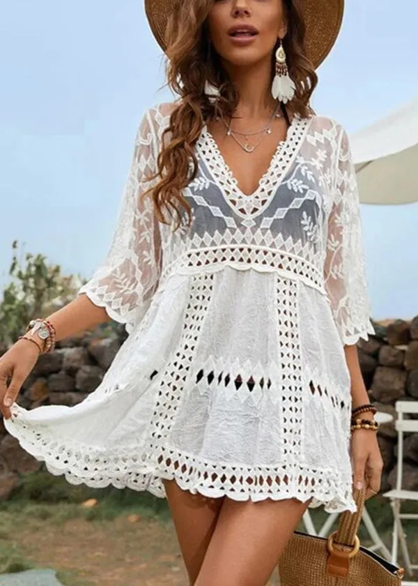 European And American Lace Patchwork Hollowed Out Cover Up VC031