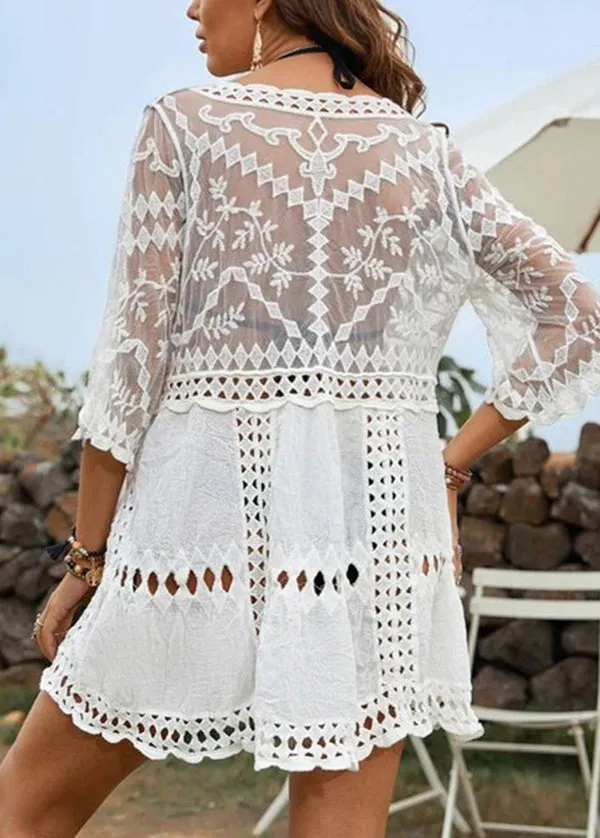 European And American Lace Patchwork Hollowed Out Cover Up VC031